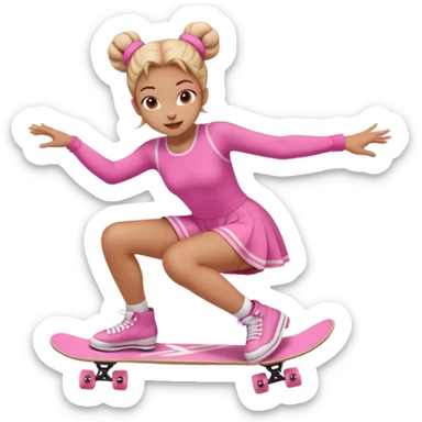 My little pony Cute skater 10 girl with two buns and pink outfit, gliding with playful energy. sticker