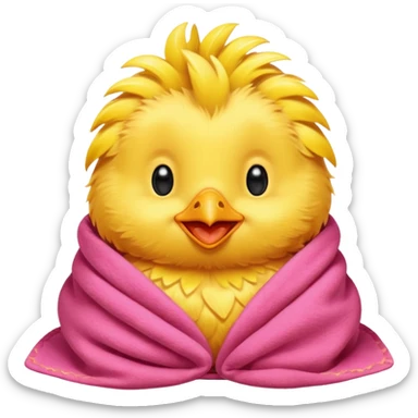 happy smile red chicks in pink blanket sticker