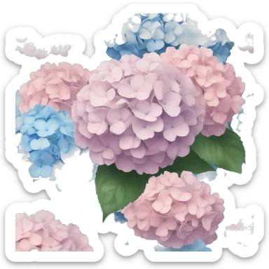 Rococo bouquet of blue and pale pink hydrangeas sticker