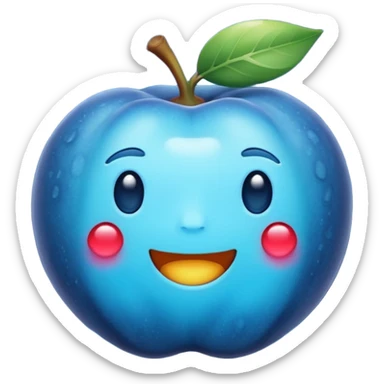  glowing fruit releasing melatonin, calm blue tones, simple emoji style sticker