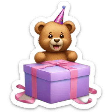 Teddy bear wishing happy birthday sticker