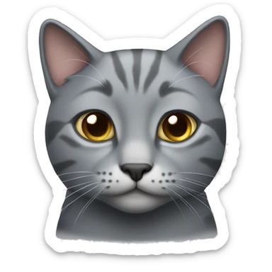 Grey cat with a cute face sticker