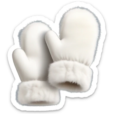 A pair of White fluffy fur mink mittens  sticker