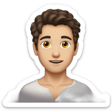 Un jeune homme brun avec des dant de  vampire, les cheveux locks teinture de cheveux, les yeux remplacés par des étoiles, un jeune. sticker