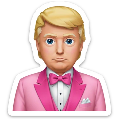Donald trump wearing a pink tuxedo  sticker