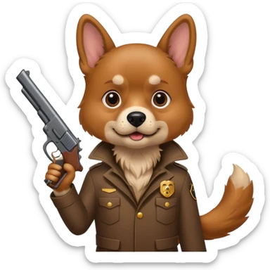Dog holding a gun  sticker