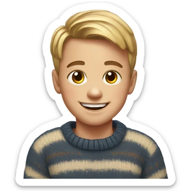 smiling boy in sweater portrait sticker