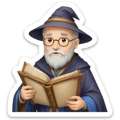 Old Scholar Wizard – gray beard, reading ancient scroll. sticker