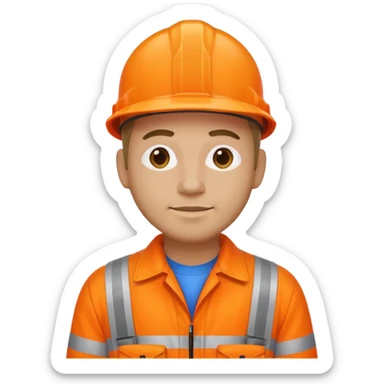 man standing wearing orange hi visibility overalls sticker