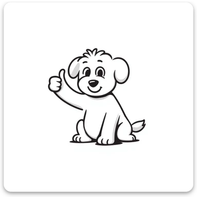 cartoon Maltese puppy giving a thumbs up, hand-drawn look sticker