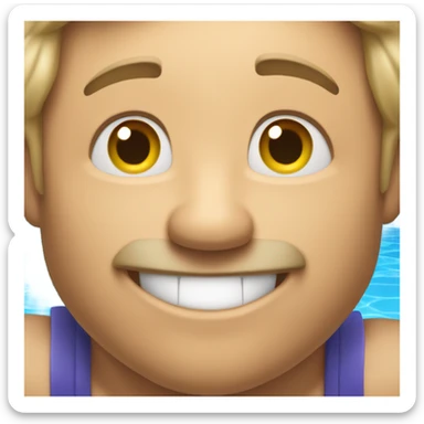 An emoji of a fair-skinned man happily diving headfirst into a pool. sticker