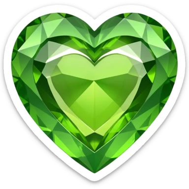 green heart looking ios but like a gemstone with sharp outlines and shiny the color is more like lime sticker