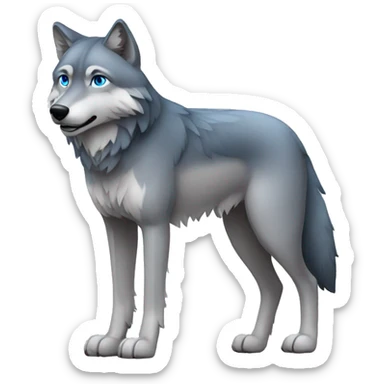 Grey wolf with darker points, and blue eyes. full body sticker