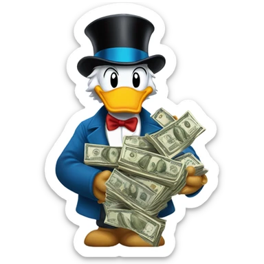Scrooge  McDuck giving cash to his nephews ￼ sticker