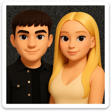 Slightly increase the volume of the upper body of the girl, slightly turn her to face forward, and make the skin color uniform. Maintain the cartoonish 3D style as in the reference image. sticker