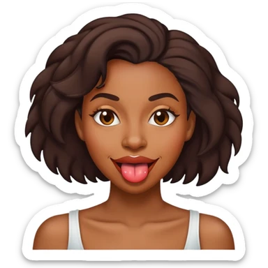 black lady smirking with her tongue flipped on her top lip sticker