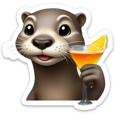 Otter with a cocktail  sticker
