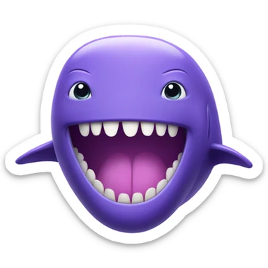 purple whale front with open mouth sticker
