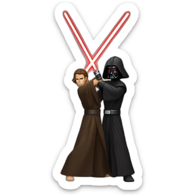 Jedi and a sith lord fighting each other sticker