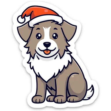 Shaggy dog with Christmas decor sticker