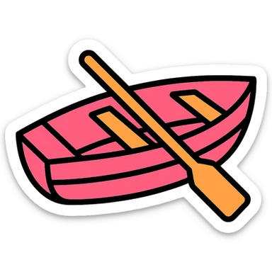 classic pink wooden rowing boat sticker