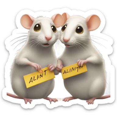 Two rats are holding a sign with the inscription "ALINGHT" sticker