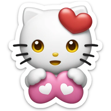 Hello kitty with heart hands sticker