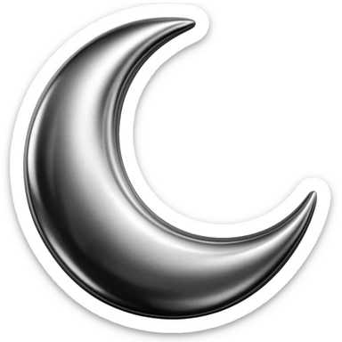 chrome style icon of a moon sticker