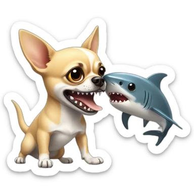 a chihuahua fighting a shark sticker
