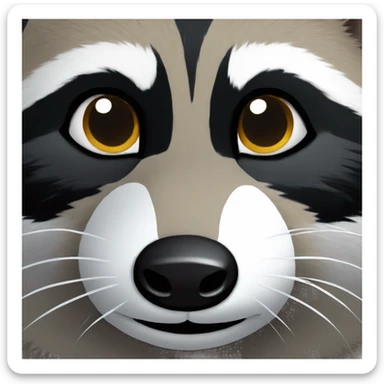 A raccoon in a circle in close-up, focusing on its details, like eyes, snout, and fur. sticker