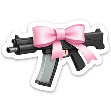 Gun with a light pink bow sticker