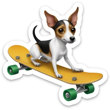 Rat terrier on a skateboard  sticker