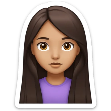 girl with light brown skin, dark eyes and dark straight long hair sticker