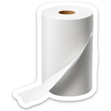 one textured paper towel roll vertically standing no face sticker