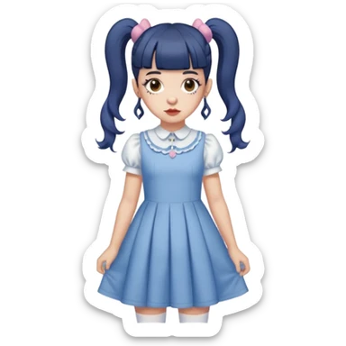 Melanie Martinez with split her ponytails with the k-12 dress sticker