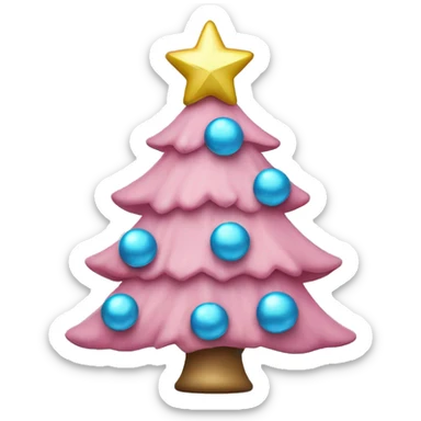 Pink Christmas tree with light blue ornaments and a pink star on top  sticker