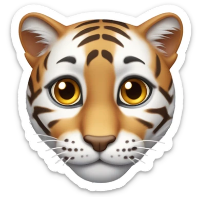 Chat blanc marron tigré et roux avec yeux couleur noisettes  sticker