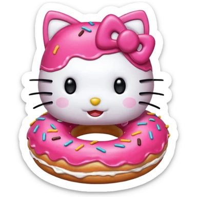 hello kitty eating a donut sticker