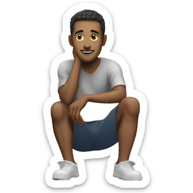 a man is sitting on the roof of a house sticker