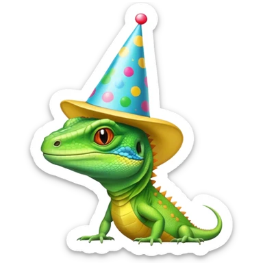 Lizard with party hat sticker