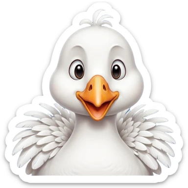 art style drawing of a white goose character looking extremely shocked sticker