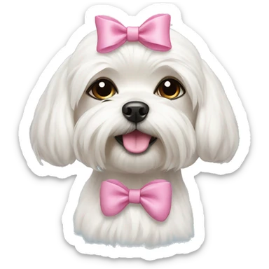 maltese dog with pink bows  sticker