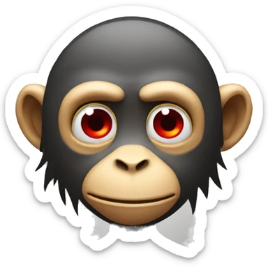 A high monkey red eyes slightly sleey smiling  eyes half shut very tired sticker