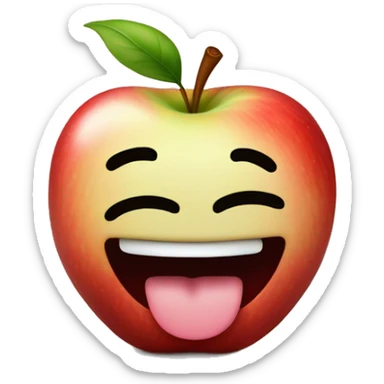 apple putting up peace signs with tounge out sticker