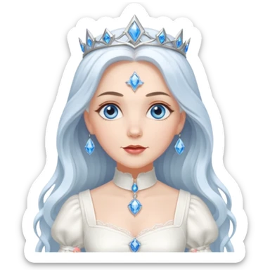 Good Witch of the North from the Wizard of Oz with blue eyes, white long hair, white outfit sticker