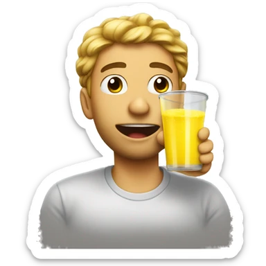 extremely dehydrated person completely enjoying drinking yellow juice emoji sticker