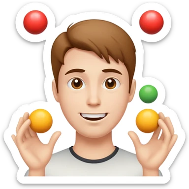 person juggling happy face, sad face, and neutral face balls equally sticker