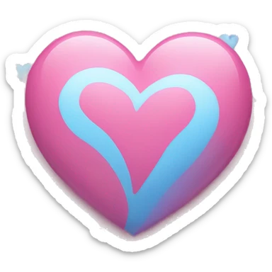 Heart pink with heart blue sticker