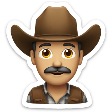 man with cowboy hat and moustache sticker