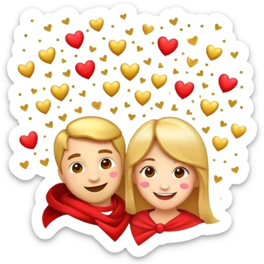 anniversary celebration emoji, festive, confetti, hearts, joyful, party atmosphere sticker